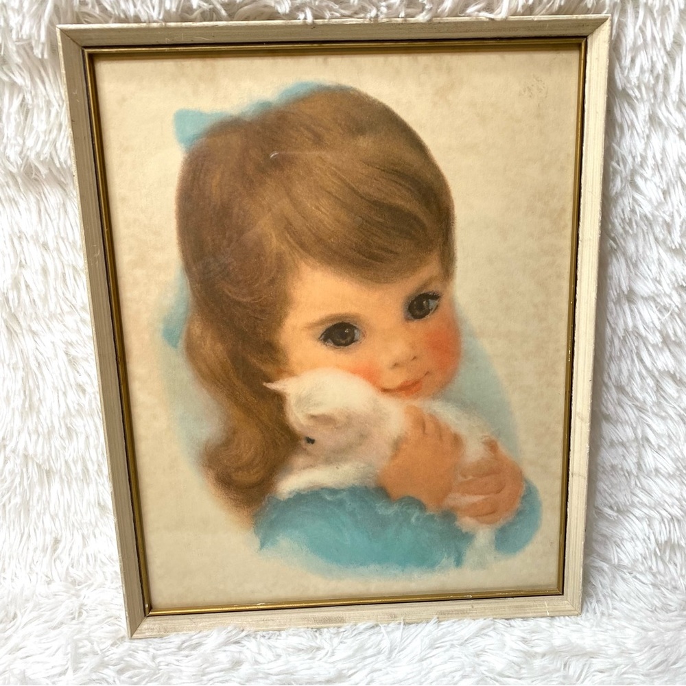 Vintage Frances Hook Northern Paper Mills Girl With Kitten Framed Print